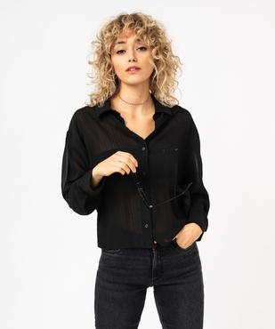 Chemise courte en voile transparent femme vue1 - GEMO(FEMME PAP) - GEMO