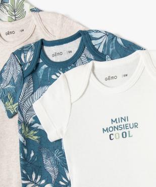 Body bébé garçon manches courtes imprimé tropical (lot de 5) vue2 - GEMO 4G BEBE - GEMO
