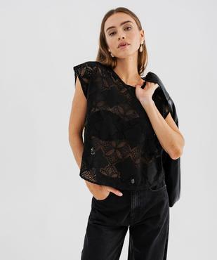 Tee-shirt sans manches en dentelle ajourée coupe loose femme vue1 - GEMO(FEMME PAP) - GEMO