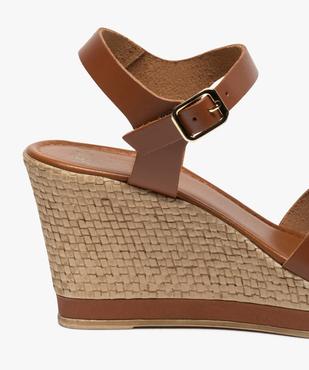 Sandales femme à talon compensé et brides unies en cuir vue6 - GEMO(URBAIN) - GEMO