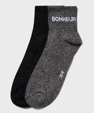 Socquettes pailletées à message femme (lot de 2) vue1 - GEMO(HOMWR FEM) - GEMO