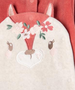 Pyjama en velours ouvert devant motif biche bébé fille vue3 - GEMO 4G BEBE - GEMO