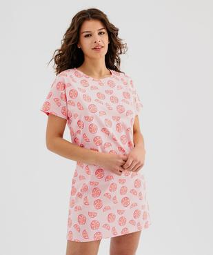 Chemise de nuit à manches courtes imprimée femme vue1 - GEMO 4G FEMME - GEMO