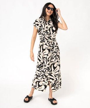 Robe chemise imprimée à manches courtes femme vue1 - GEMO(FEMME PAP) - GEMO