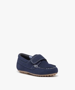 Mocassins garçon unis en suédine et à scratch vue3 - GEMO 4G GARCON - GEMO