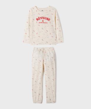 Pyjama en coton imprimé avec message fille vue1 - GEMO 4G FILLE - GEMO