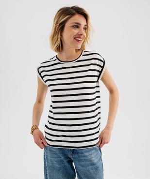 Tee-shirt rayé à manches ultra courtes femme vue7 - GEMO 4G FEMME - GEMO