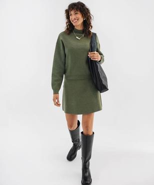 Jupe courte en maille coupe trapèze femme vue1 - GEMO 4G FEMME - GEMO