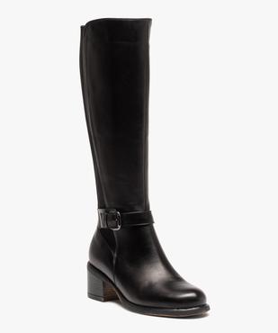 Bottes femme à talon dessus cuir uni bride décorative - Tanéo vue3 - TANEO - GEMO