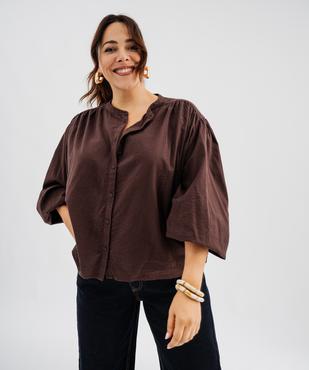 Chemise en coton col officier femme grande taille vue1 - GEMO (G TAILLE) - GEMO