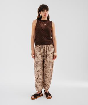 Pantalon sarouel en voile imprimé femme vue5 - GEMO(FEMME PAP) - GEMO