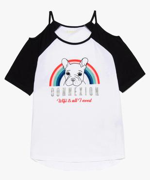 Tee-shirt fille à épaules dénudées et manches raglan vue1 - GEMO (JUNIOR) - GEMO