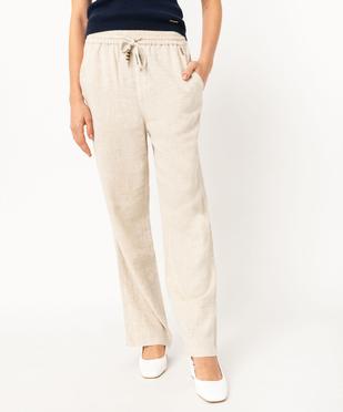 Pantalon ample en lin à taille élastiquée femme - LuluCastagnette vue1 - LULUCASTAGNETTE - GEMO