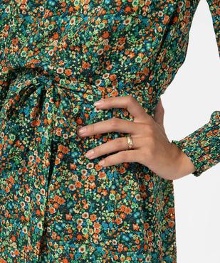 Robe femme imprimée à manches longues avec ceinture vue2 - GEMO(FEMME PAP) - GEMO