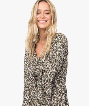 Robe femme à manches longues imprimé fleurs vue2 - GEMO(FEMME PAP) - GEMO