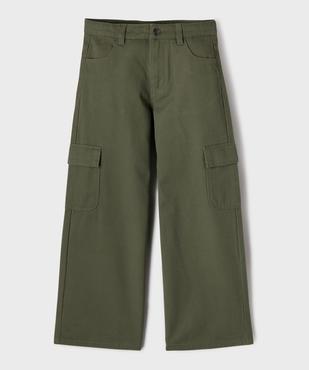 Pantalon cargo large en coton uni fille vue1 - GEMO 4G FILLE - GEMO