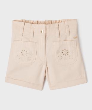 Short en toile avec poches brodées fille - LuluCastagnette vue1 - LULU CASTAGNETTE GEMO FOR GOOD - GEMO