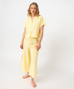 Haut de pyjama forme chemise manches courtes en lin femme vue5 - GEMO 4G FEMME - GEMO