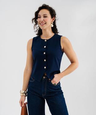 Gilet de costume sans manches en maille milano femme vue1 - GEMO(FEMME PAP) - GEMO