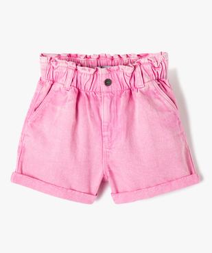 Short en jean coloré large et taille haute fille vue1 - GEMO 4G FILLE - GEMO