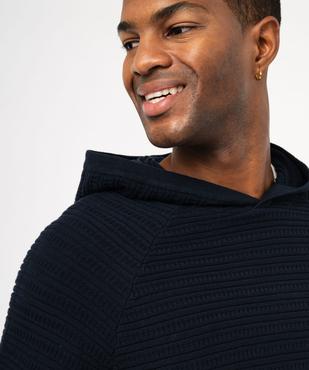 Pull à capuche en maile fantaisie homme vue5 - GEMO 4G HOMME - GEMO