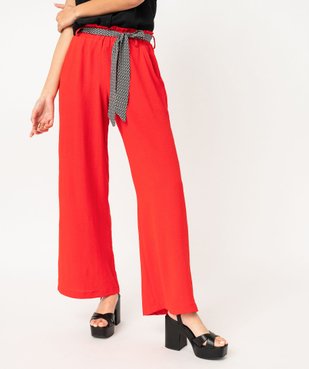 Pantalon large et fluide avec ceinture à motifs femme vue1 - GEMO(FEMME PAP) - GEMO