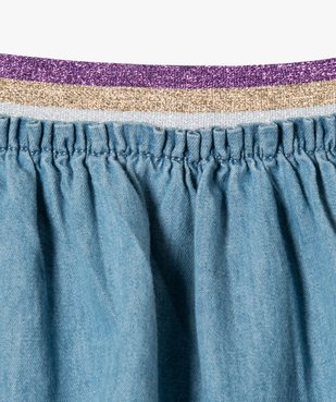 Jupe en jean à ceinture élastique pailletée fille vue2 - GEMO 4G FILLE - GEMO