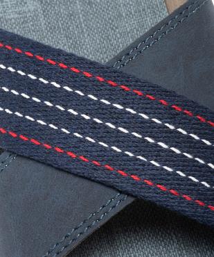 Mules homme à larges brides croisées en toile rayée vue6 - GEMO (PLAGE) - GEMO