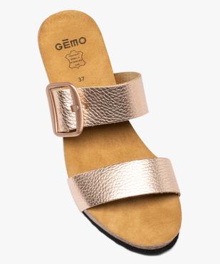 Mules femme compensées à larges brides en cuir vue5 - GEMO 4G FEMME - GEMO