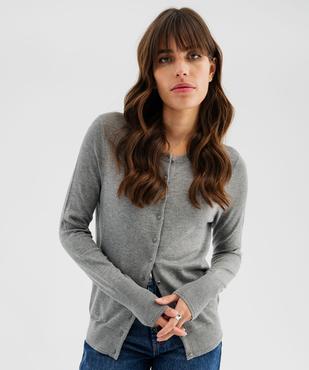 Gilet à col rond en maille fine femme vue2 - GEMO 4G FEMME - GEMO