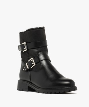 Boots femme fourrées à double brides fantaisie vue2 - GEMO (CASUAL) - GEMO