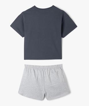 Pyjashort bicolore avec motif coeur fille vue4 - GEMO 4G FILLE - GEMO