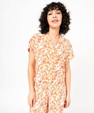 Haut de pyjama à manches courtes imprimé femme vue2 - GEMO 4G FEMME - GEMO
