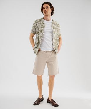 Bermuda en coton extensible coupe Regular avec ceinture tressée homme vue5 - GEMO (HOMME) - GEMO