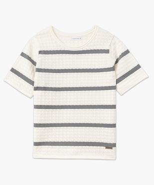 Pull à manches courtes en maille fantaisie et rayures femme - LuluCastagnette vue4 - LULUCASTAGNETTE - GEMO