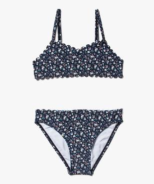 Maillot de bain 2 pièces fleuri avec brassière à fines bretelles fille vue1 - GEMO 4G FILLE - GEMO