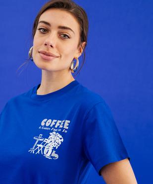 Tee-shirt manches courtes en jersey imprimé devant et dos femme vue2 - GEMO(FEMME PAP) - GEMO