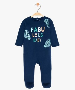 Pyjama bébé garçon imprimé sur l'avant en coton bio vue1 - GEMO 4G BEBE - GEMO