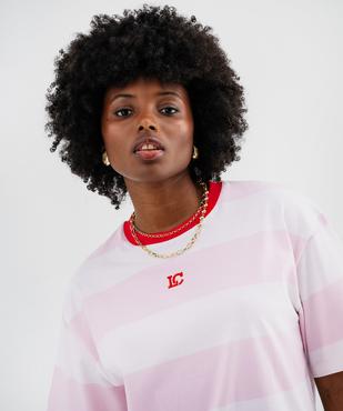 Tee-shirt manches courtes à larges rayures et imprimé dos mixte - LuluCastagnette X Alizée vue2 - LULUCASTAGNETTE - GEMO