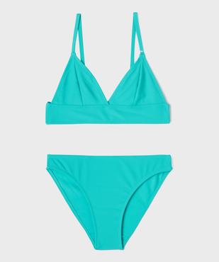 Maillot de bain 2 pièces en maille côtelée unie fille vue1 - GEMO (JUNIOR) - GEMO