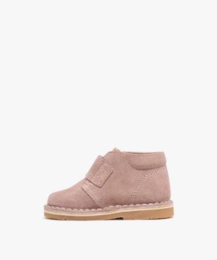Chaussures premiers pas en cuir suédé à scratch bébé fille vue4 - NA! - GEMO