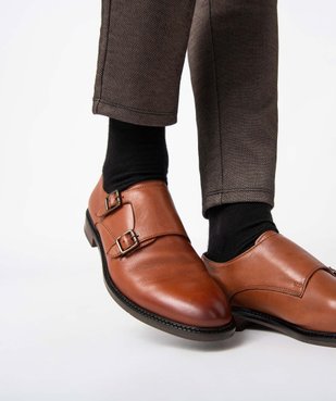 Derbies homme dessus cuir uni fermeture boucle - Tanéo vue1 - TANEO - GEMO