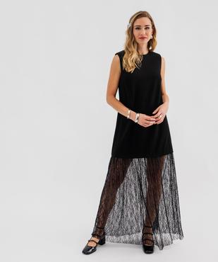 Robe longue sans manches avec empiècement dentelle femme vue1 - GEMO(FEMME PAP) - GEMO