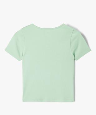 Tee-shirt manches courtes à côtes et faux boutons fille vue3 - GEMO 4G FILLE - GEMO