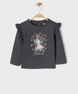Tee-shirt manches longues à motif ballerine bébé fille vue1 - GEMO 4G BEBE - GEMO
