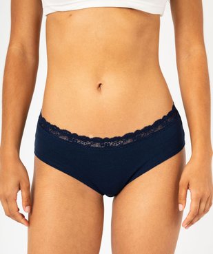Shorty en coton stretch avec ceinture dentelle femme (lot de 2) vue1 - GEMO 4G FEMME - GEMO