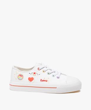 Baskets fille en toile avec graffitis et lacets élastiques vue1 - GEMO (ENFANT) - GEMO