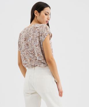 Tee-shirt manches courtes à col V femme vue3 - GEMO 4G FEMME - GEMO