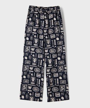 Pantalon large et fluide imprimé fille vue1 - GEMO (JUNIOR) - GEMO