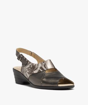 Sandales confort femme en cuir dessus métallisé vue2 - GEMO 4G FEMME - GEMO